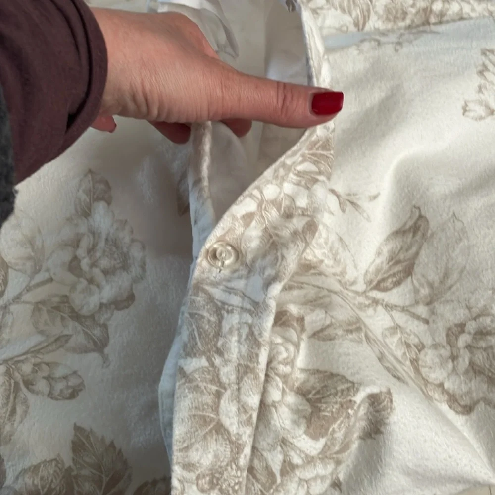 Garnet Hill Signature Toile Floral Flannel Duvet Cover Linen Toile King Size